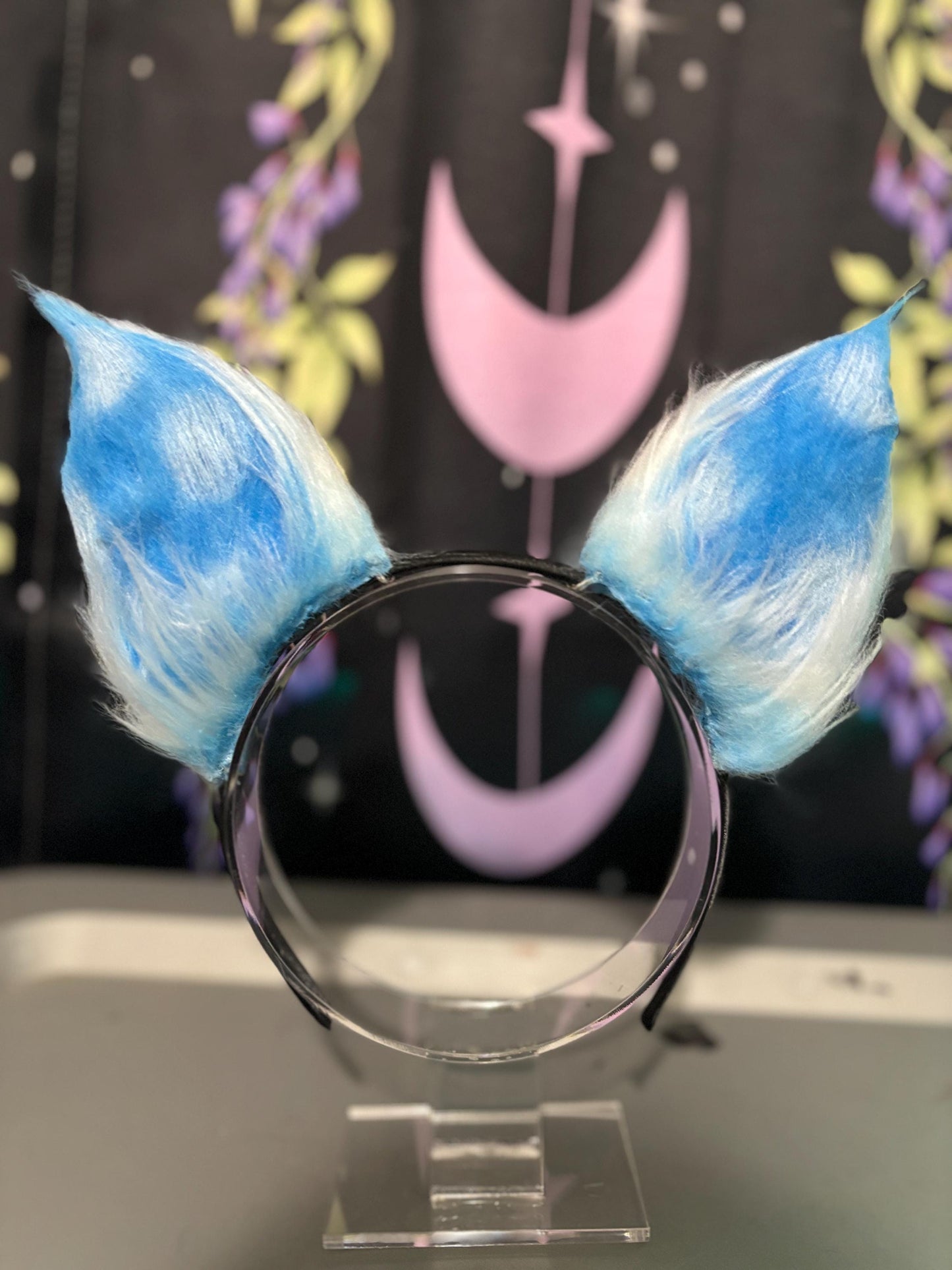 Blue Mushroom Kitten Ears: Faux Fur Cosplay Headband (1st gen)